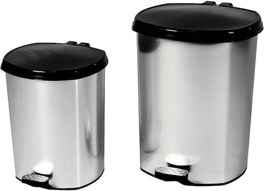 Sidirela Abfalleimer Abfall Kunststoff mit Pedal Silber 20Es 1Stück