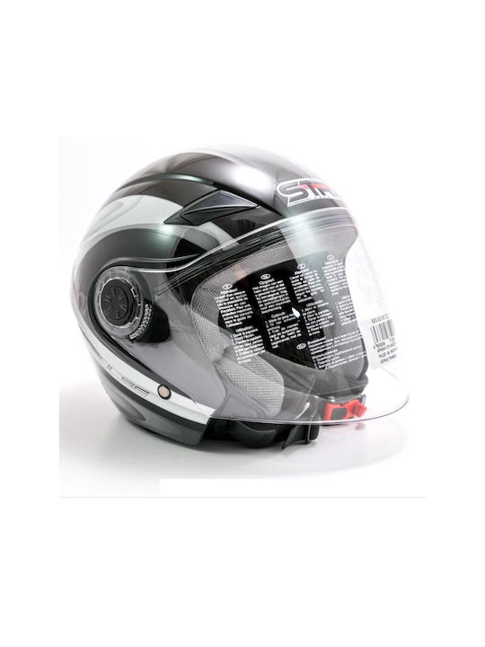 STR Pulse Jet Helmet 1000gr Black/White Graphics 421