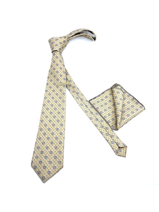 Legend Accessories Men's Tie Set Synthetic Printed In Beige Colour