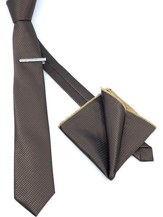 Legend Accessories Synthetic Men's Tie Set Printed Brown