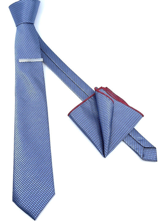 Legend Accessories Men's Tie Set Synthetic Printed In Light Blue Colour