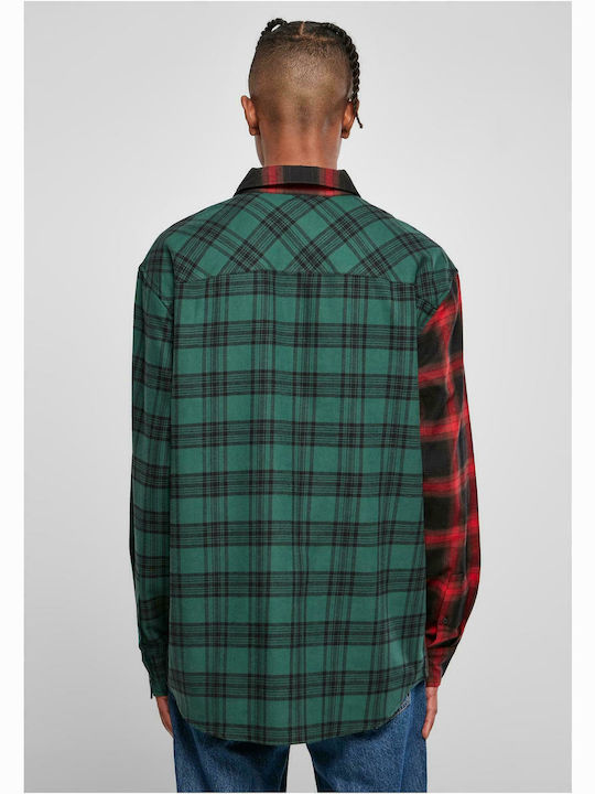 Urban Classics Men's Shirt Long Sleeve Checked Black / Red / Green