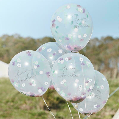 Set of 5 Balloons Latex Blue Marriage Team 30cm