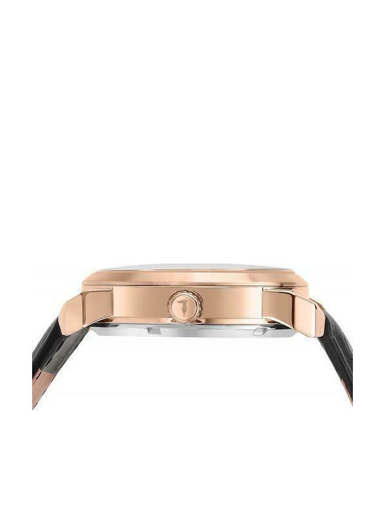 Trussardi T-City Ανδρικό Ρολόι 40mm Αυτόματο με Μαύρο Δερμάτινο Λουράκι