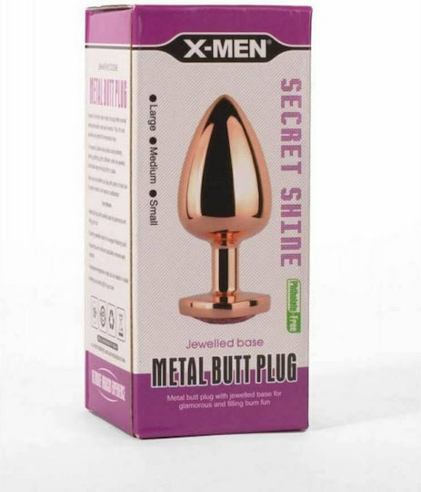 Debranet X-Men Secret Shine Rose Gold Heart Anal Plug Medium Pink