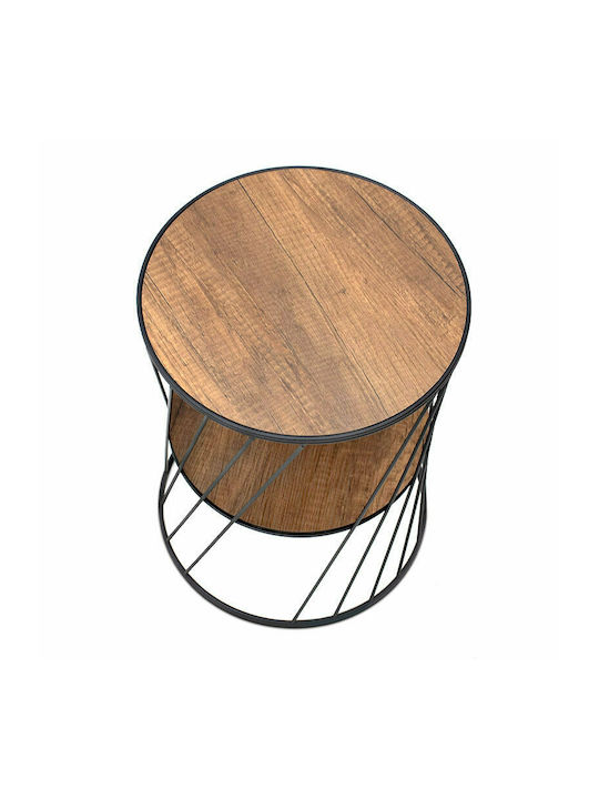 Round Side Table Jaspin Wooden Black / Walnut 32x32x44cm