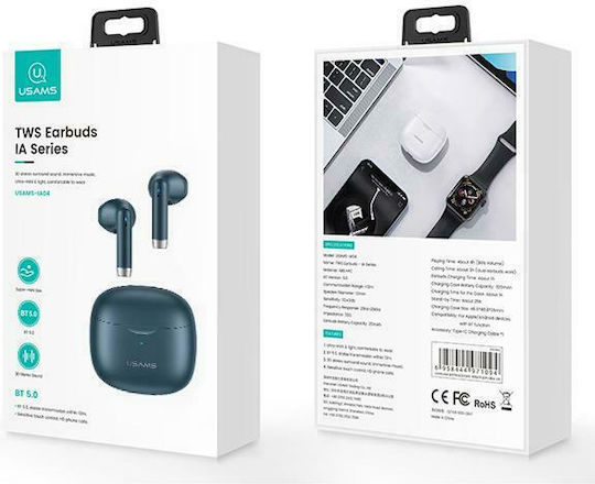 Usams IA04 Ohrstöpsel Bluetooth-Freisprecheinrichtung Kopfhörer mit Ladeetui Blau