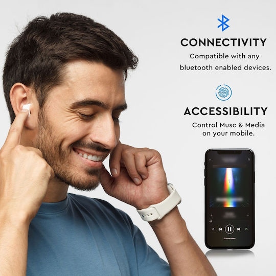 V-TAC VT-6500 In-ear Bluetooth Handsfree Ακουστικό Λευκό
