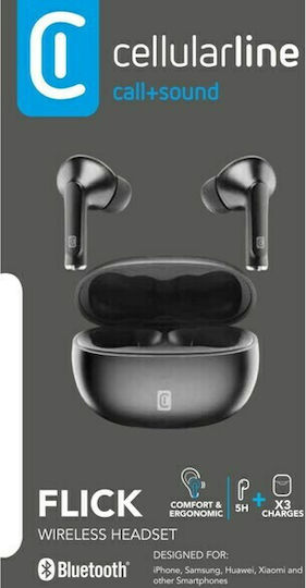 Cellular Line Flick In-Ear Bluetooth-Freisprecheinrichtung Kopfhörer mit Ladeetui Schwarz