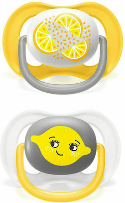 Philips Orthodontic Pacifiers Silicone Lemon Yellow - Grey with Case for 6-18 months 2pcs