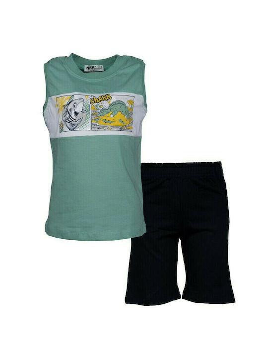 Nek Kids Wear Set pentru copii cu Șorturi Vara 2buc Verde