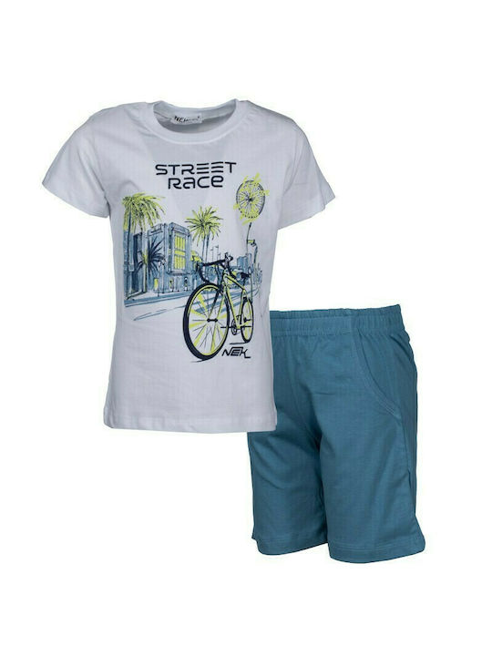 Nek Kids Wear Kinder Set mit Shorts Sommer 2Stück Weiß