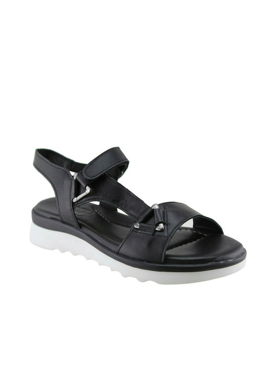 Road Shoes Γυναικεία Πέδιλα Flatforms Δέρμα 4515 Mαύρο