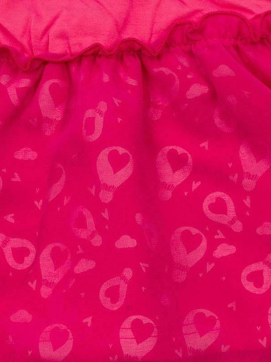 Air Balloon Children's Dress Short Sleeve Fuchsia