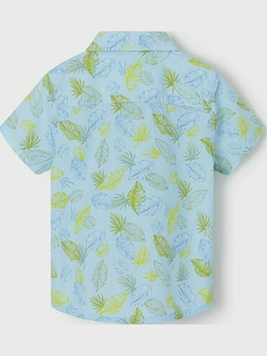 Kinder Blumen Hemd Kurzarm Hellblau Ecofriends