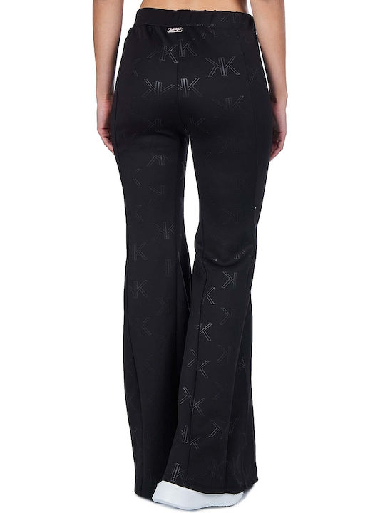 Kendall + Kylie High Waist Women's Jean Trousers Flared Black