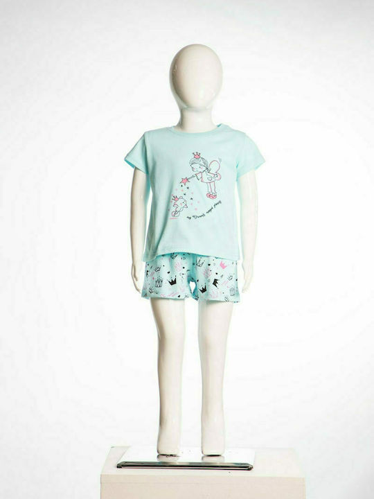 Dreams by Joyce Set Top & Bottom Kids Summer Pyjamas Light Blue