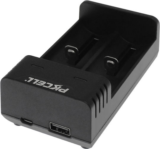 Pkcell PK-8221 USB Ladegerät 2 Batterien Li-Ion Größe 18650/16340/26650/14500