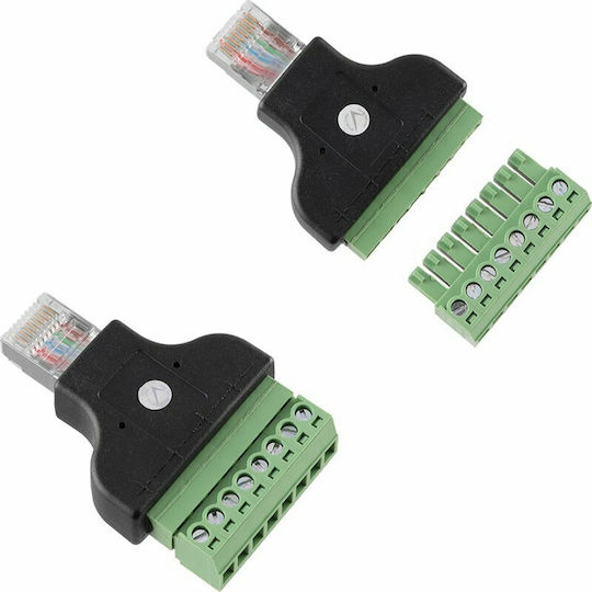 Volte-Tel Клема 8 позиции RJ45 8P8C Мъжки към подвижен проводник с винтове 8 Pin (8310423) 1бр