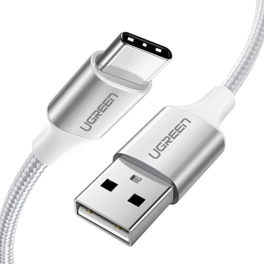 Ugreen US288 Braided USB 2.0 Cable USB-C male - USB-A Λευκό 2m 60133
