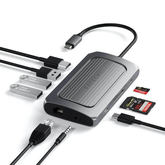 Satechi USB-C Docking Station with HDMI 4K PD Ethernet Silver (ST-U4MA3M)