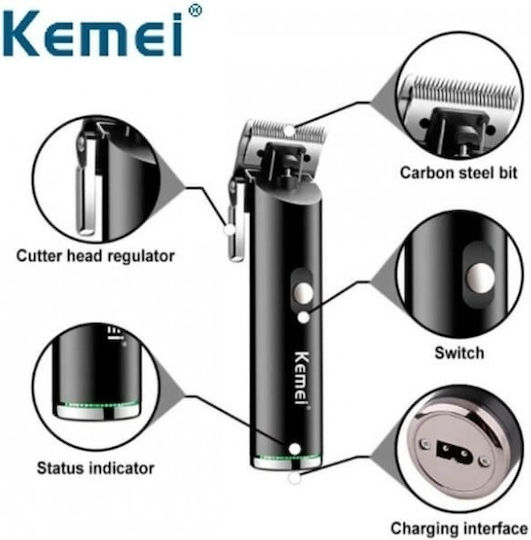 Kemei Επαναφορτιζόμενη Κουρευτική Μηχανή Μαύρη KM-1892
