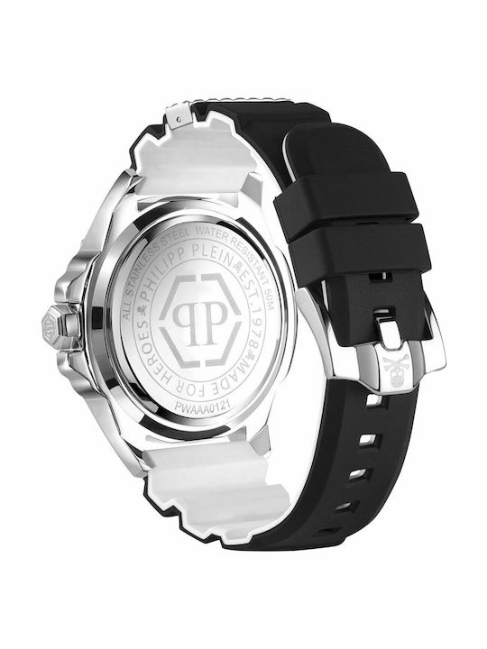 Philipp Plein The $kull Ceas Barbati 44mm Baterie Cu Curea Cauciuc Neagră