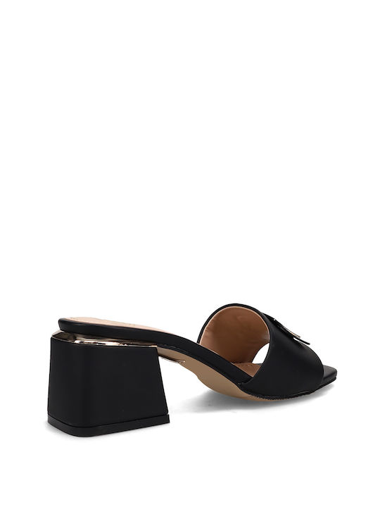 Mules mit Chunky Niedrig Absatz in Schwarz Farbe