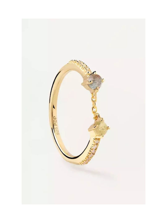 P D Paola Women's Gold Plated Silver Ring Zena with Zircon