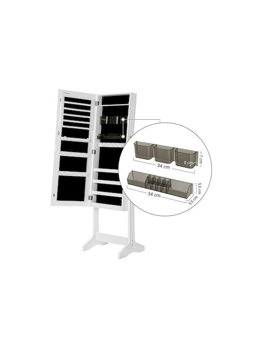 Songmics Boden- oder Standspiegel mit Weißem Holzrahmen 152x41,2cm
