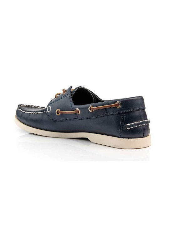 Boxer Men's Leather Boat Shoes Blue