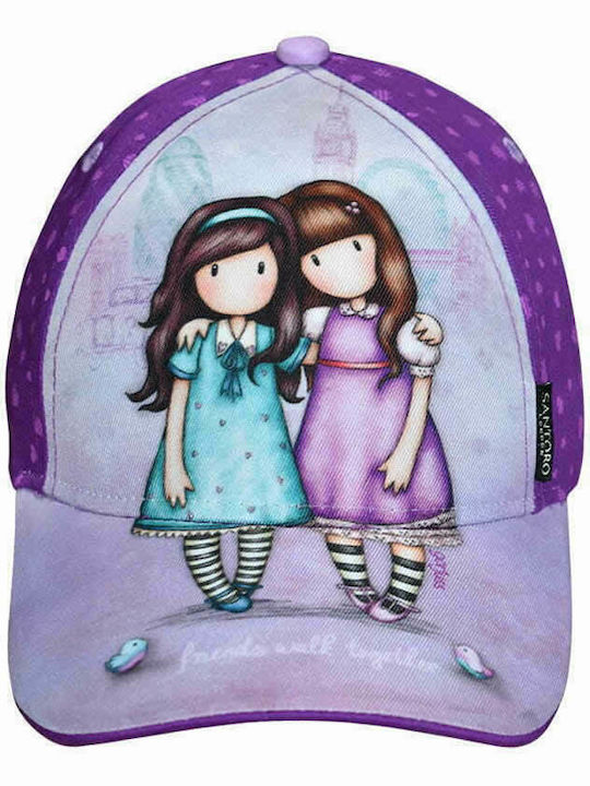 Santoro Kids' Hat Jockey Fabric Gorjuss Friends Walk Together Purple