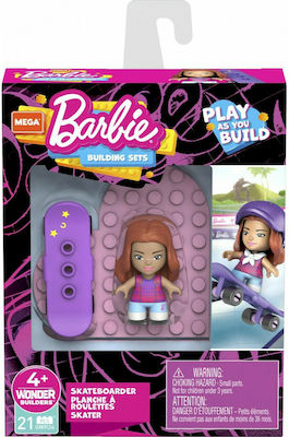 Mega Bloks Building Block Barbie Αθλήτρια Skateboard for 4+ years 25pcs