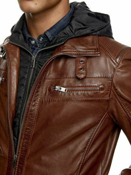 Mentor Lederjacke Jacke Biker Tabac Braun