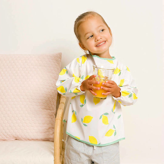 Baby to Love Happy Lemon Waterproof Coverall Plastic with Hoop & Loop Fastener & Sleeves Yellow for 5 m+ 303426