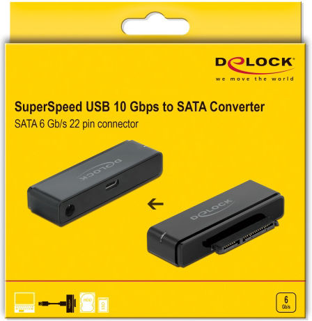 DeLock 64188 Αντάπτορας USB-C σε SATA 22-pin Μαύρο
