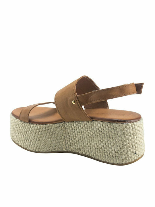 Women's Leather Platform Shoes Tabac Brown