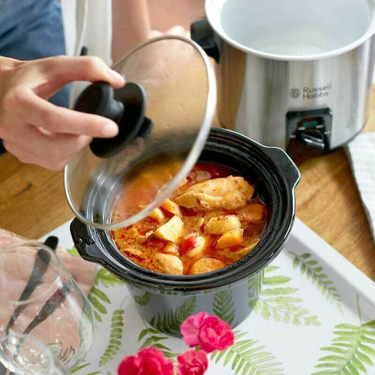 Russell Hobbs Compact Home Slow Cooker 110W με Χωρητικότητα 2lt Ασημί