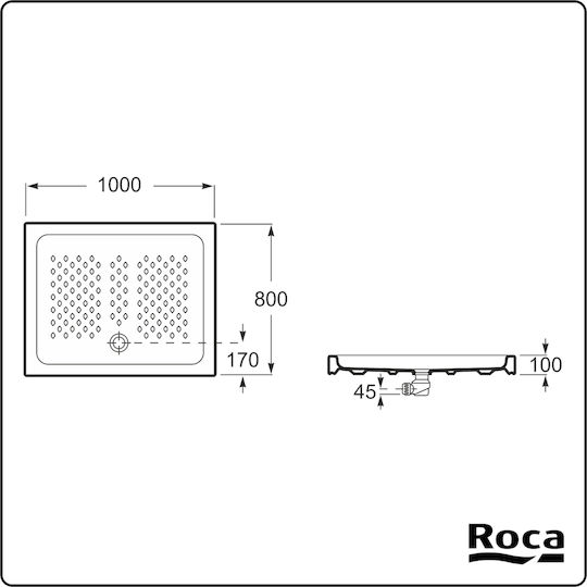 Roca Italia A37477C001 Rechteckig Porzellan Dusche x80cm Weiß