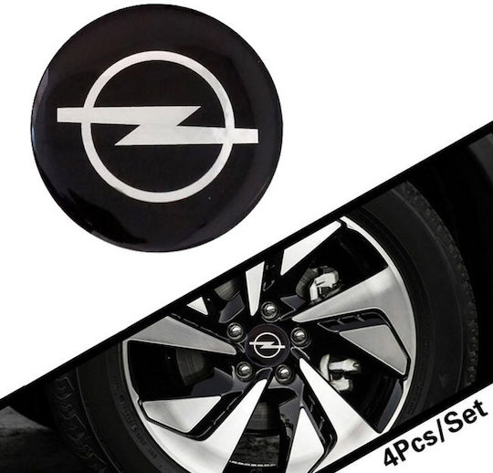 Auto Gs Adhesive Badges with Enamel Coating Opel 6cm for Car Rims Multicolour 4pcs