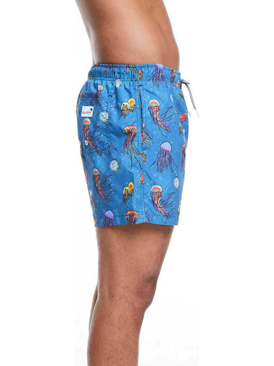 Jellyfish Ανδρικό Μαγιό Σορτς Μπλε με Σχέδια