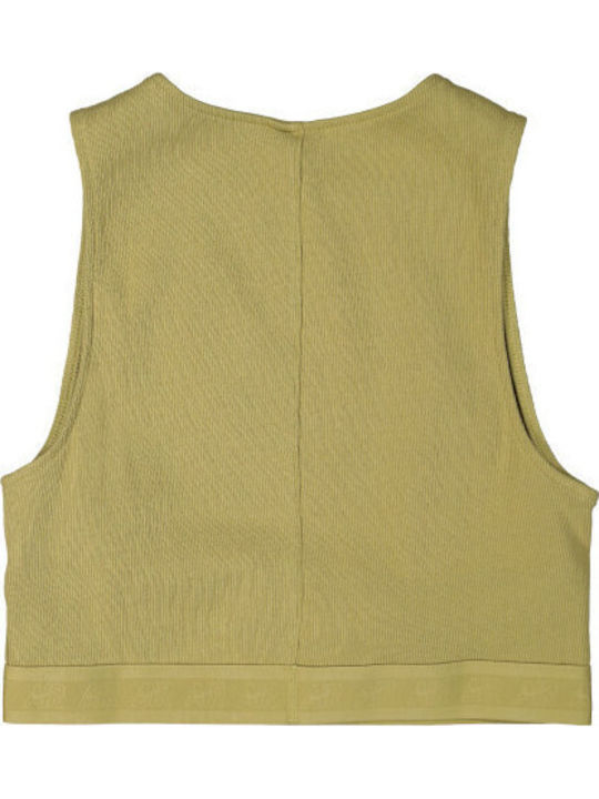 Air Women's Summer Crop Top Cotton Sleeveless Khaki