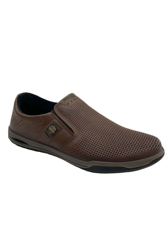 Pegada Piele Slip-on-uri pentru bărbați Maro