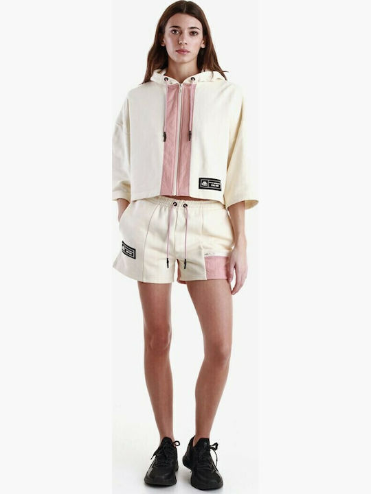 Women's Blouse with 3/4 Sleeve & Hood Beige