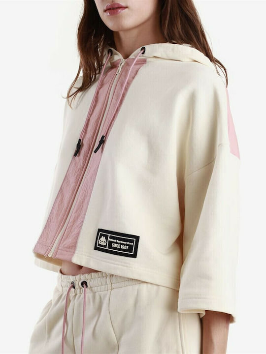 Women's Blouse with 3/4 Sleeve & Hood Beige
