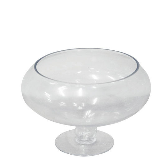 Marhome Dekorative Schüssel Glas Sockel Transparent 19.5x19.5x18cm 1Stück