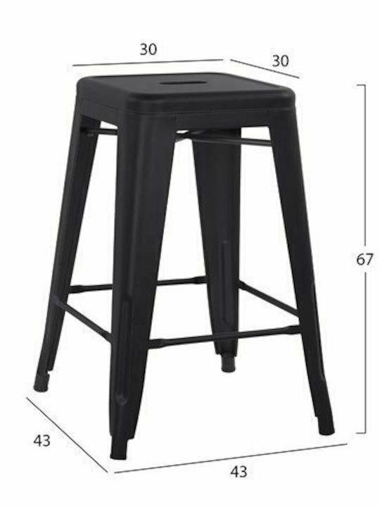 Metallic Stool Outdoor Black 1pcs 43x43x67cm