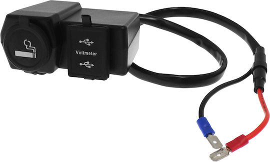 Водоустойчив Мотоциклетен зарядно устройство 12A с Портове: 2xUSB & 1xЗапалка