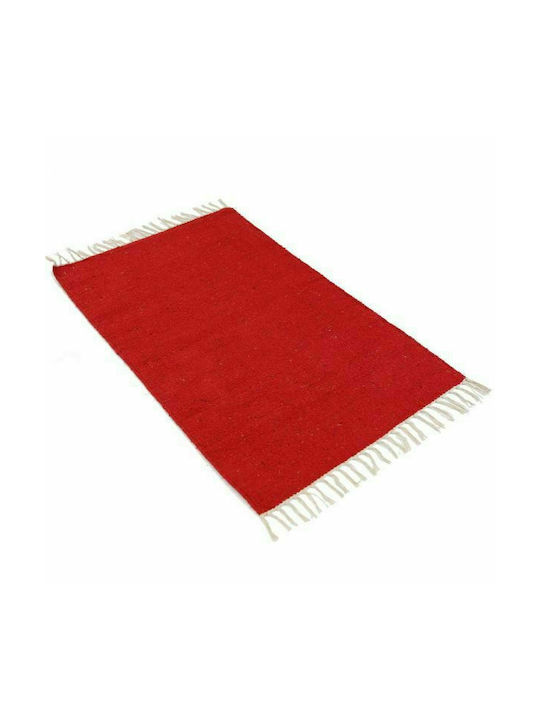 Synchronia Hesha Rug Rectangular with Fringes Red