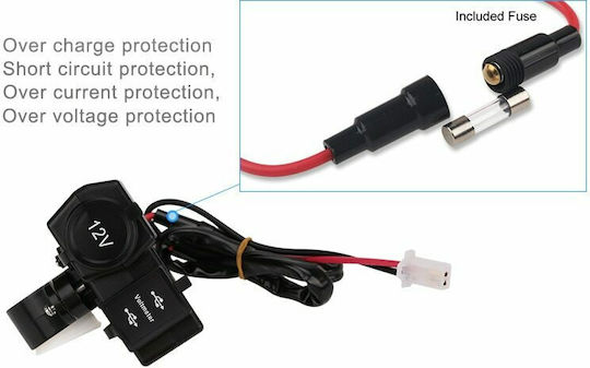 Race2 Motorradladegerät mit Anschlüssen: 2xUSB & 1xZigarettenanzünder mit Voltmeter Rot